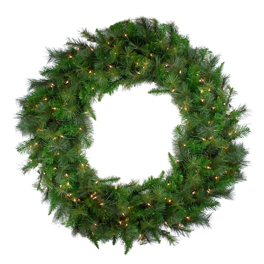 60&#x22; Pre-Lit LED Artificial Christmas Canyon Pine Wreath